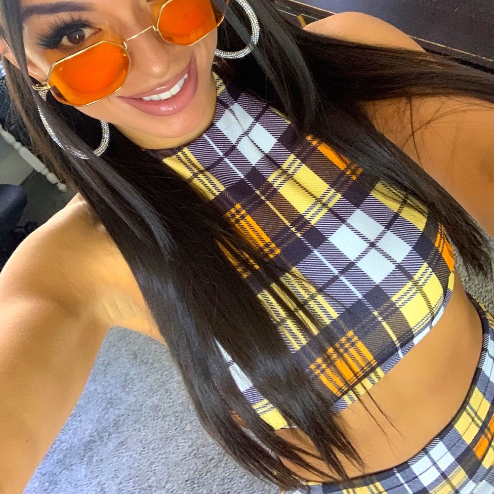 Matching plaid two piece